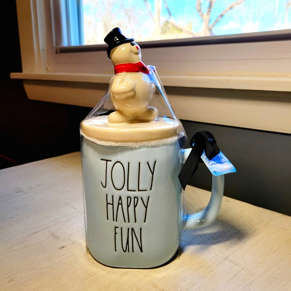 Rae Dunn FROSTY THE SNOWMAN 2 sided topper mug